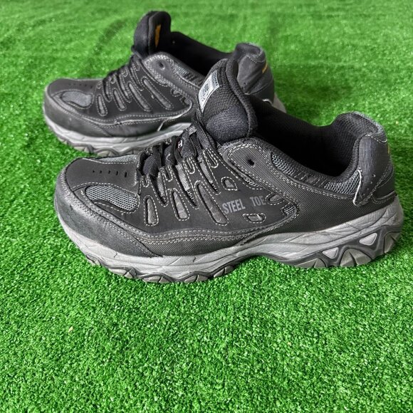 Skechers Cankton Men's Memory Foam Round Steel Toe Work Leather Shoes Size 10.5 - Picture 3 of 12